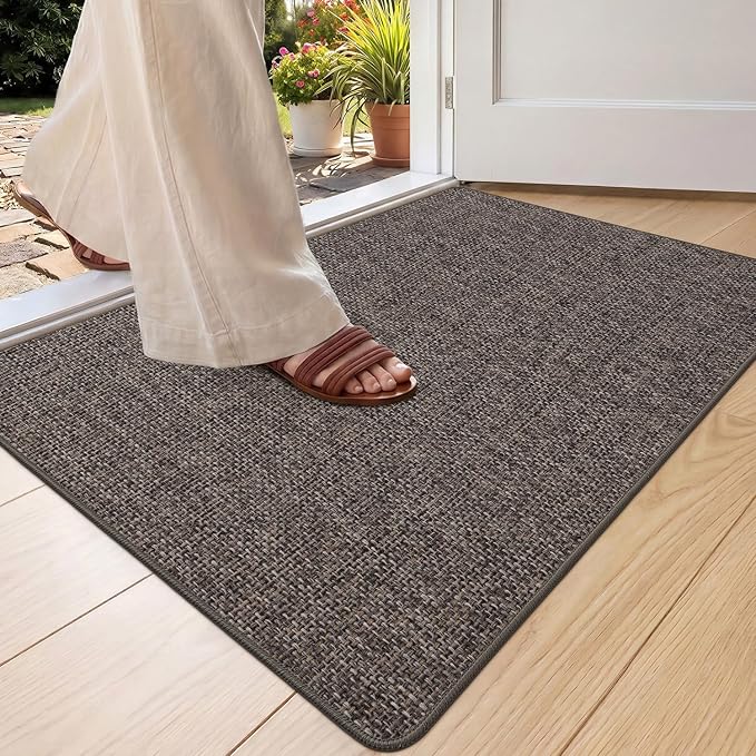 Color&Geometry Ultra Thin Indoor Door Mat 24"x36", Non Slip Rubber Backed Dirt