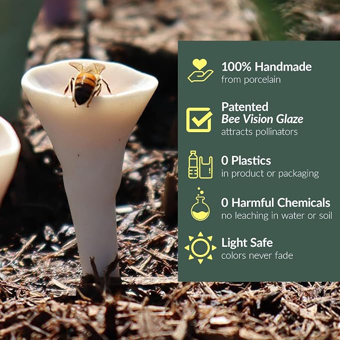 5 Pack, Bee Watering Station, Handmade Porcelain, Bee and Butterfly Feeder