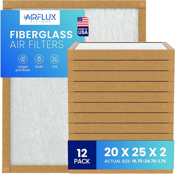 Fiberglass Air Filter -20x25x2Air Filter 12 Pack