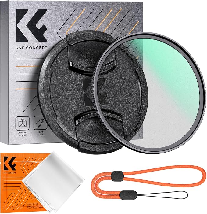 K&F CONCEPT 40.5mm Black Diffusion 1/4 Filter + Lens Cap, Mist Cinematic Effect