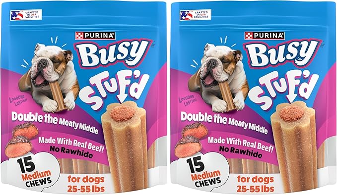 Busy Purina Stuf’d Medium Long Lasting Dog Chews - 15 ct. Pouch (Pack of 2)