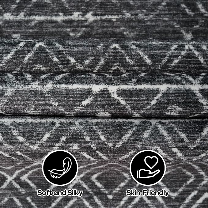 Black Moroccan Washable 3x16 Long Hallway Runner Rug | Soft Low Pile Thin