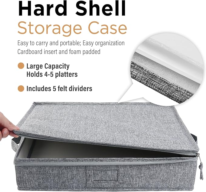 LotFancy Platter Storage Case, Hard Shell, China Storage Container