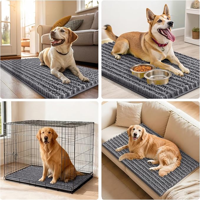 Smiry Dog Door Mat for Muddy Paws 36x24, Absorbent Dirt Trapper, Non-Slip