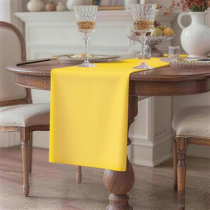 Yellow Table Runner, Waterproof Washable Runners 90 Inches Long | Reusable