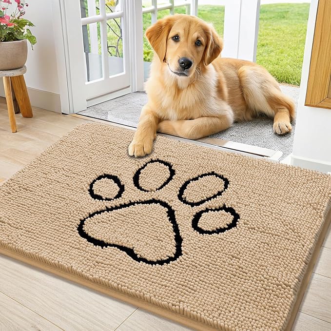 Smiry Dog Door Mat for Muddy Paws, Absorbent Dirt Trapper Non Slip Quick Dry