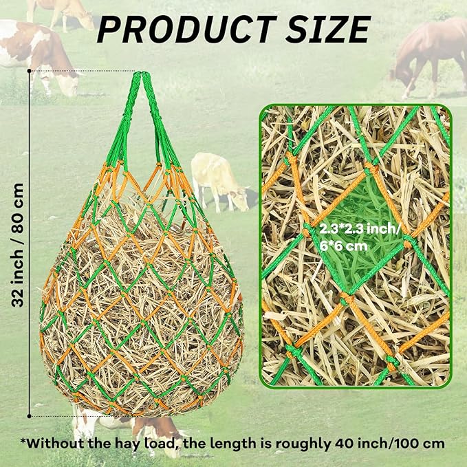 3 Pcs Hay Bags for Horses, Hay Nets for Horses Goat Sheep,Goat Hay Feeder for Slower Feeding,Strong Load-Bearing Hay Bag Hanging for Horse Stable Trailer