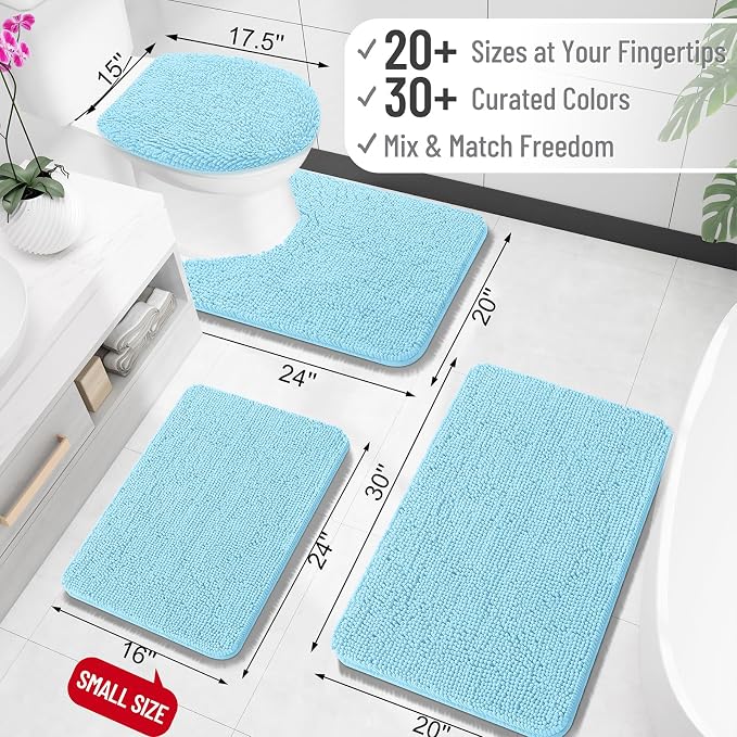 OLANLY Bathroom Rugs 30x18, Extra Soft Absorbent Chenille Bath Rugs, Rubber