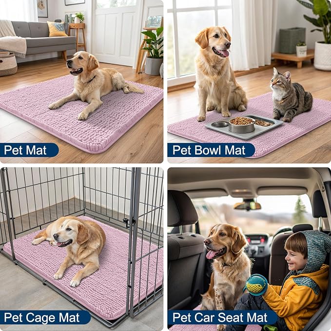 Smiry Dog Door Mat for Muddy Paws 47x24, Absorbent Dirt Trapper, Non-Slip