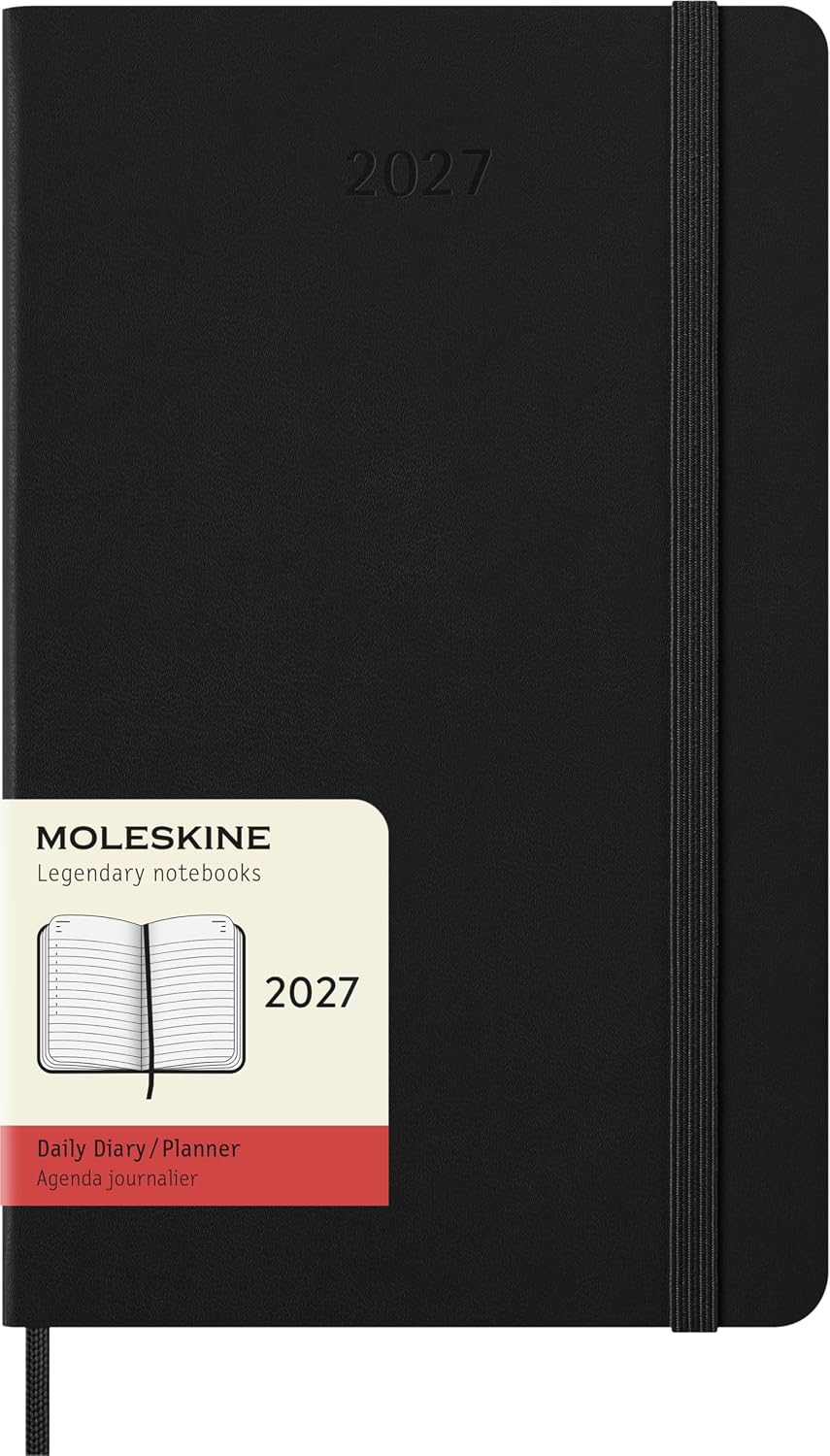 Moleskine 2027 12-Month Daily Planner, Large, Black, Hardcover