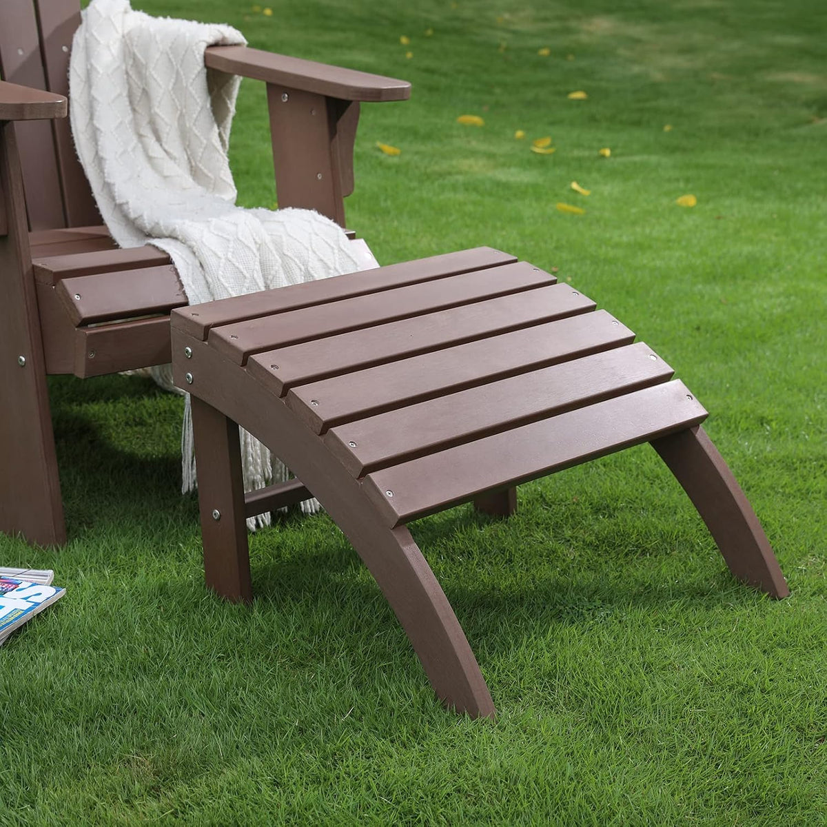 Psilvam Adirondack Ottomans, Adirondack Chair Footrest, Brown