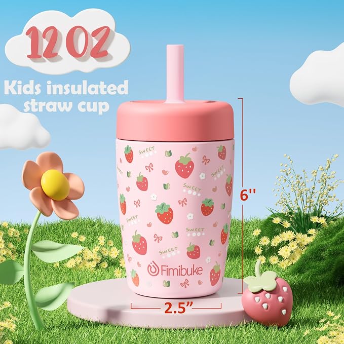 Fimibuke Toddler Cups Spill Proof, 12 OZ Sippy Cup