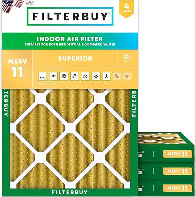 Filterbuy 15x20x2 Air Filter MERV 11 Superior Pet & Allergy Defense,