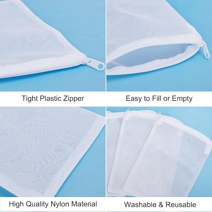 Segarty Filter Media Bags, 10 Pack 0.5mm Fine Mesh 7.7 x 6 Inch White Reusable