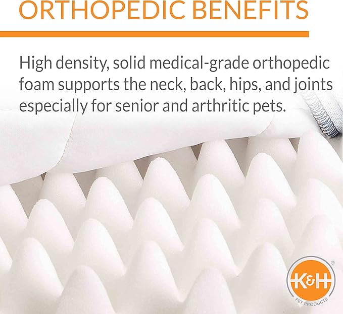 K&H Pet Products Superior Orthopedic Pet Bed Paw/Bone Print Gray Paw Bone Print Large 40 X 50 Inches