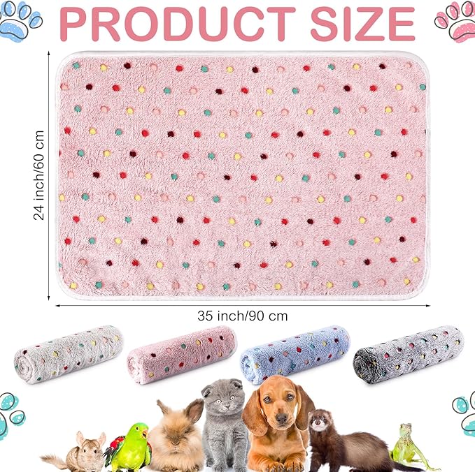 Tudomro 8 Pcs Guinea Pig Blankets Absorbent Washable Animal Fleece Bedding Cage Liners Waterproof Reusable Pet Pee Sleep Mat Pad Cover for Chinchilla Hamster Ferret(Dot,35 x 24 Inch)