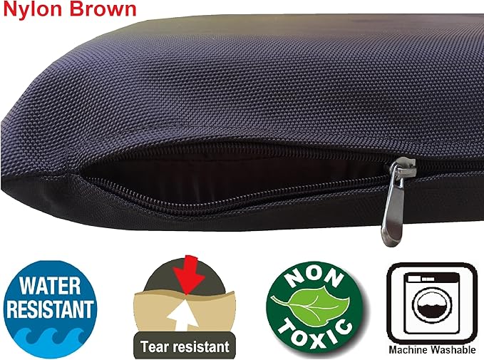 Dogbed4less Shredded Memory Foam Pillow Dog Bed with Waterproof Liner and Machine Washable Cover (Brown Nylon, Large 48"X29")