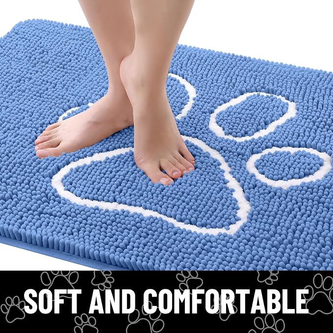 Smiry Dog Door Mat for Muddy Paws, Absorbent Dirt Trapper Non Slip Quick Dry