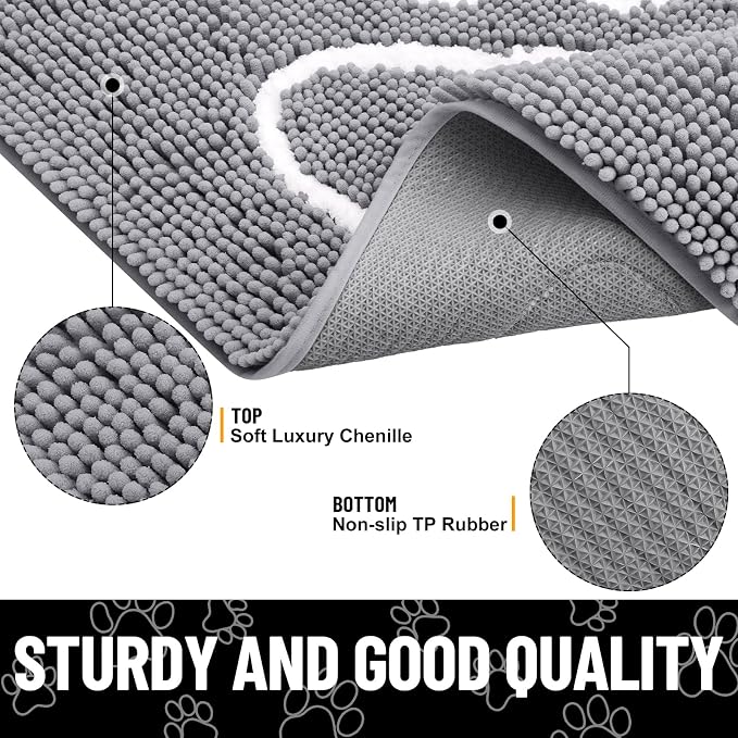 Smiry Dog Door Mat for Muddy Paws, Absorbent Dirt Trapper Non Slip Quick Dry