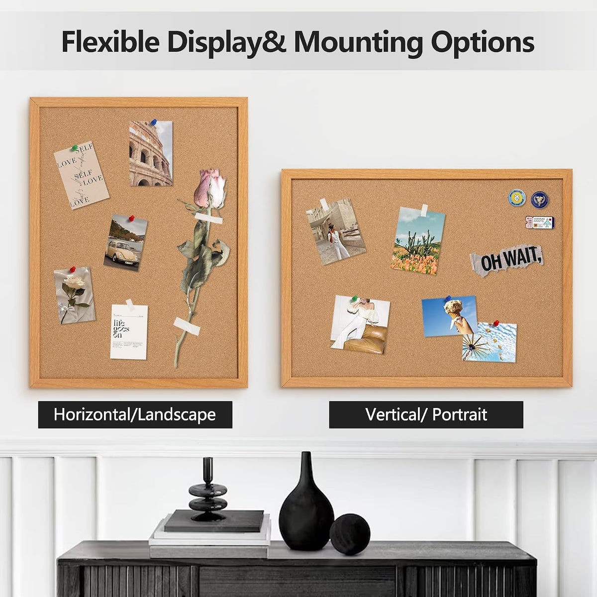 Cork Board Bulletin Board 24 x 36, Wood Framed Corkboard for Wall