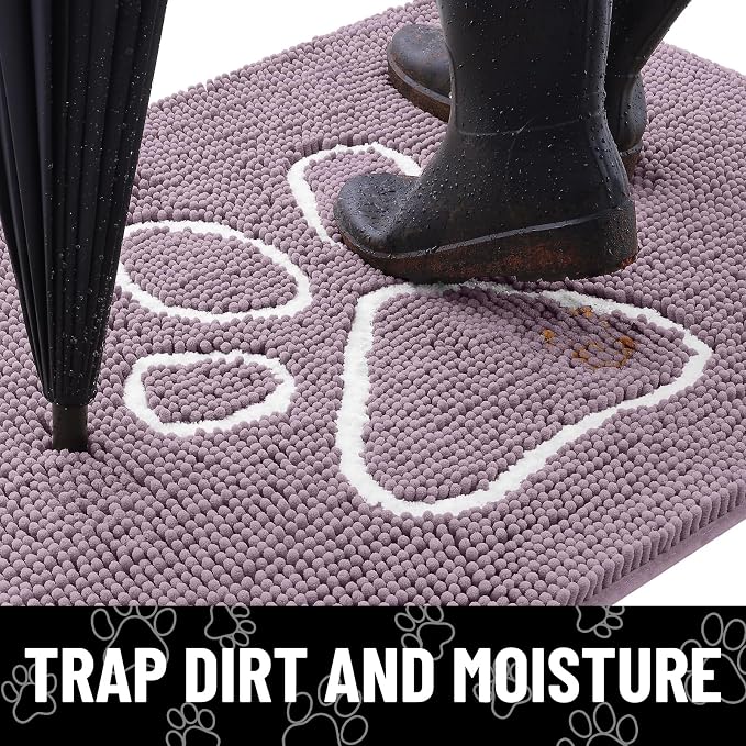 Smiry Dog Door Mat for Muddy Paws, Absorbent Dirt Trapper Non Slip Quick Dry