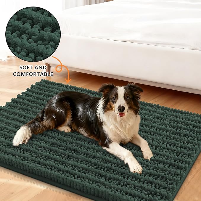 Smiry Dog Door Mat for Muddy Paws 24x16, Absorbent Dirt Trapper, Non-Slip