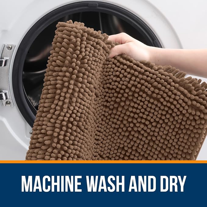 OLANLY Bathroom Rugs 30x20, Extra Soft Absorbent Chenille Bath Rugs, Rubber