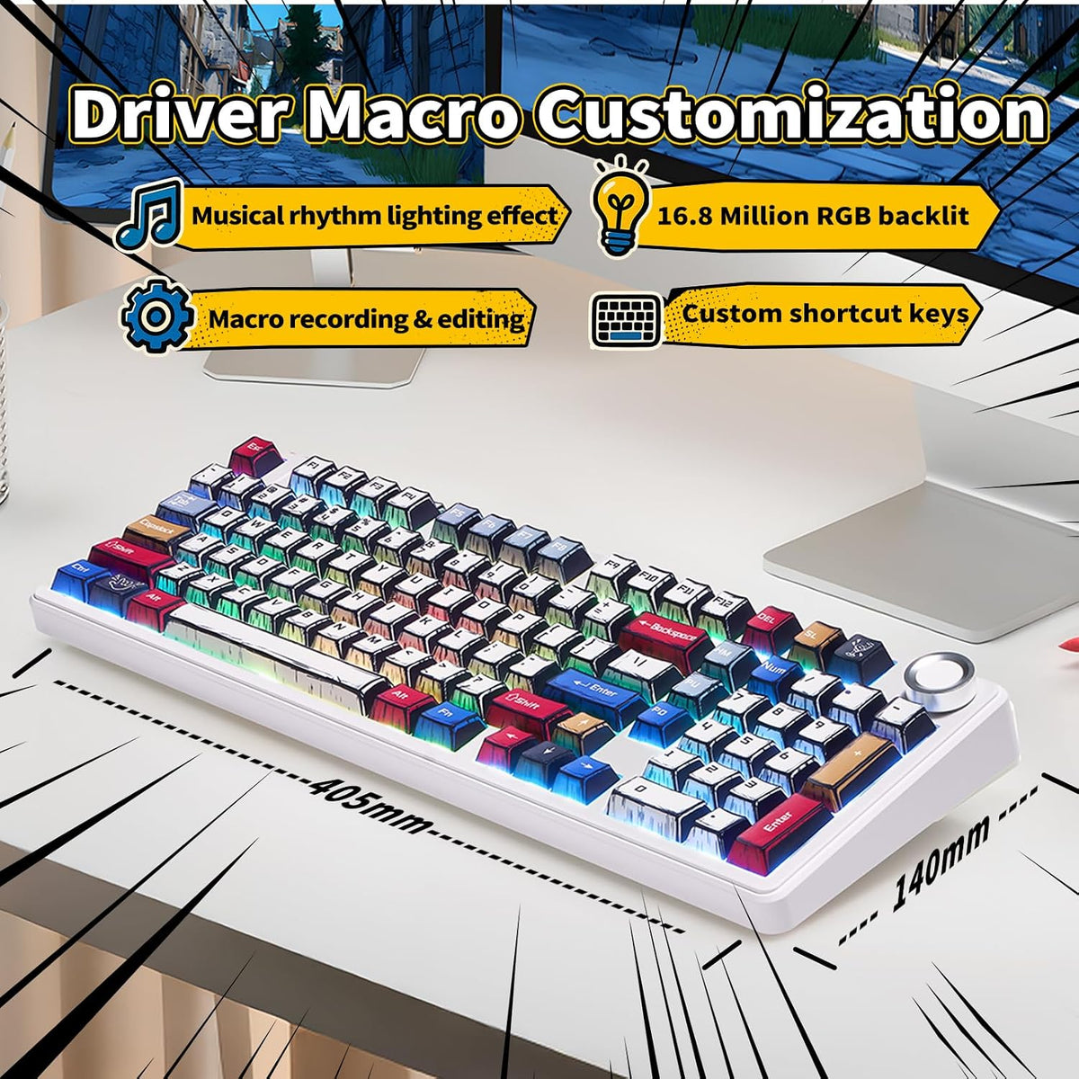 x Aula F99 Pro Mechanical Keyboard, Wireless Gaming Keyboards RGB Backlit Hot Swappable Custom Creamy Bluetooth Computer Keyboard, Tri-Mode BT5.0/2.4GHz/USB-C, Pre-lubed Switches PBT Keycaps