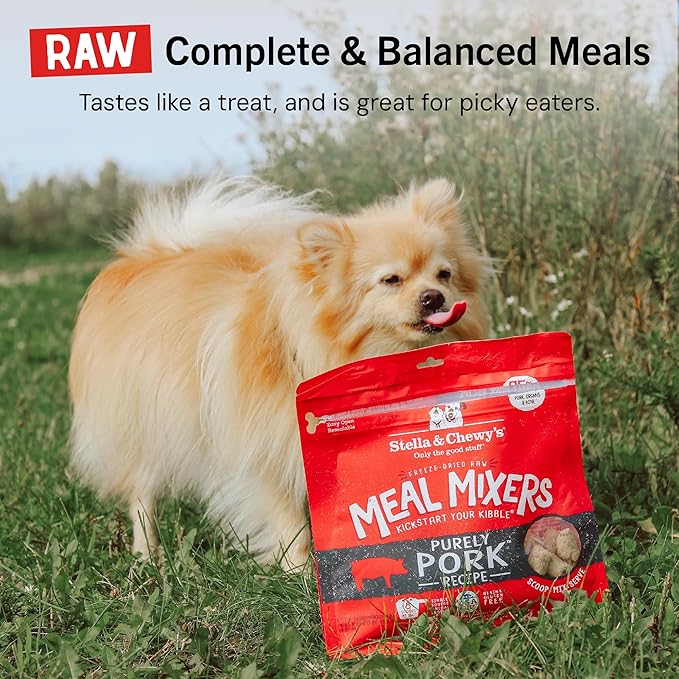Stella & Chewy's Freeze-Dried Raw Pork Meal Mixers- Dog Food Topper and Mixer - Made with 95% Farm-Raised Pork, Organs & Bone - Perfect for Picky Eaters - Grain-Free - 3.5 oz