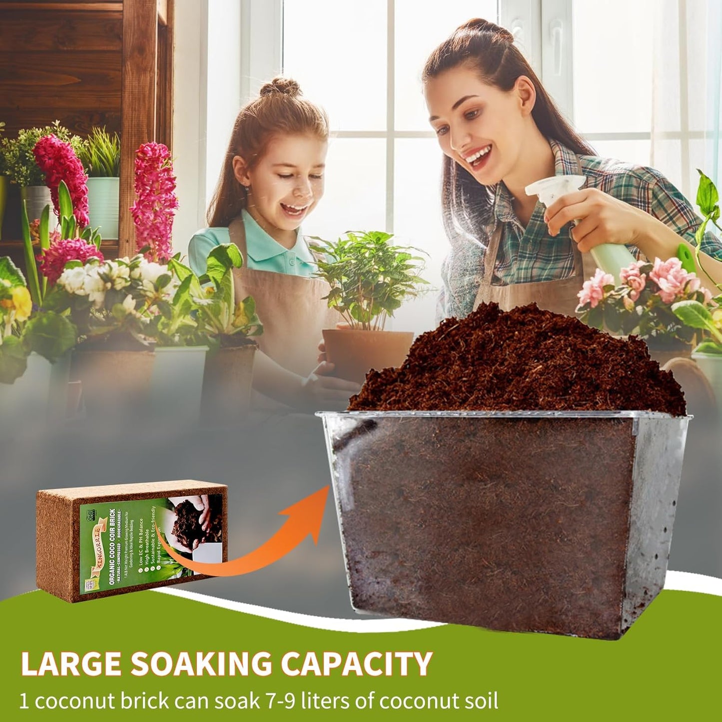 Coco Coir Brick for Plants- 10 Pack,1.4lbs 100% Organic Coconut Coir Soil Neutral pH, for Plant Growth and Root Developmentfor Growing Vegetables & Ideal Reptile Bedding (10)
