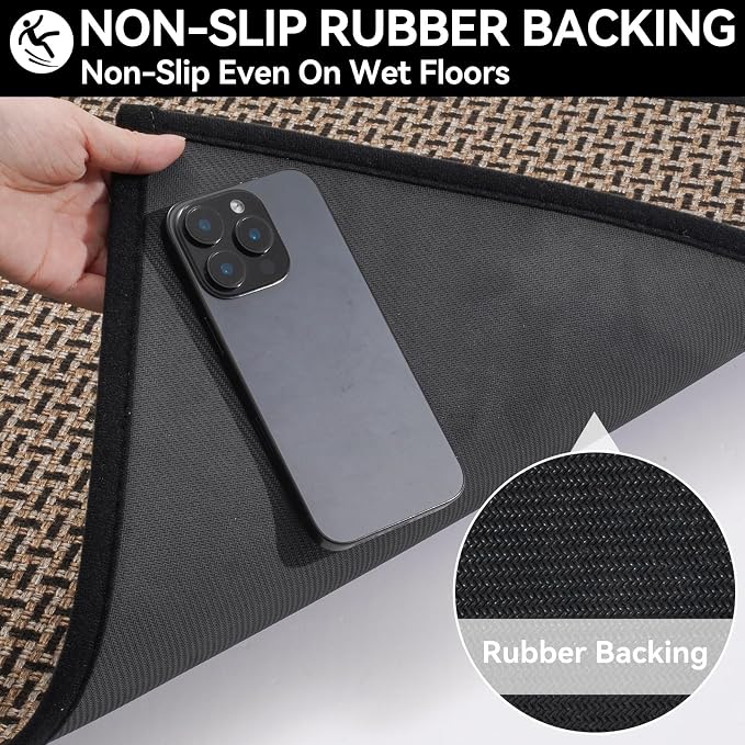 YDKGL Door Mat Entrance 24x35, Dirt Resistant and Absorbent, Non-Slip Rubber