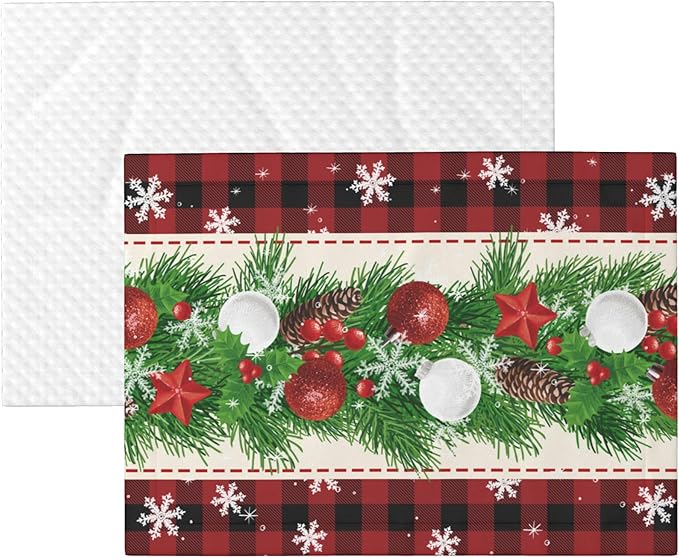 Xmas Blanket for Dog Cat - Snowflake Throw Blanket 30x20 Holiday Buffalo Plaid Pet Blanket for Couch Sofa Bed