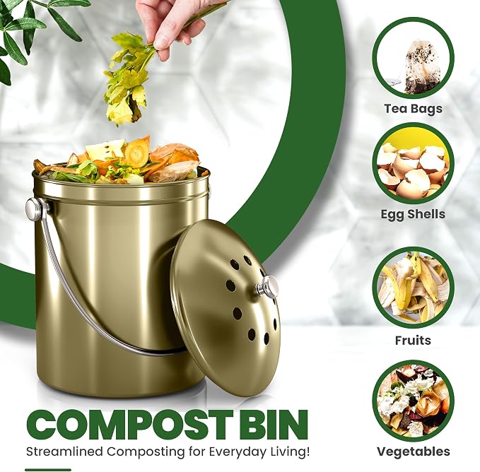 Utopia Kitchen Compost Bin for Kitchen Countertop