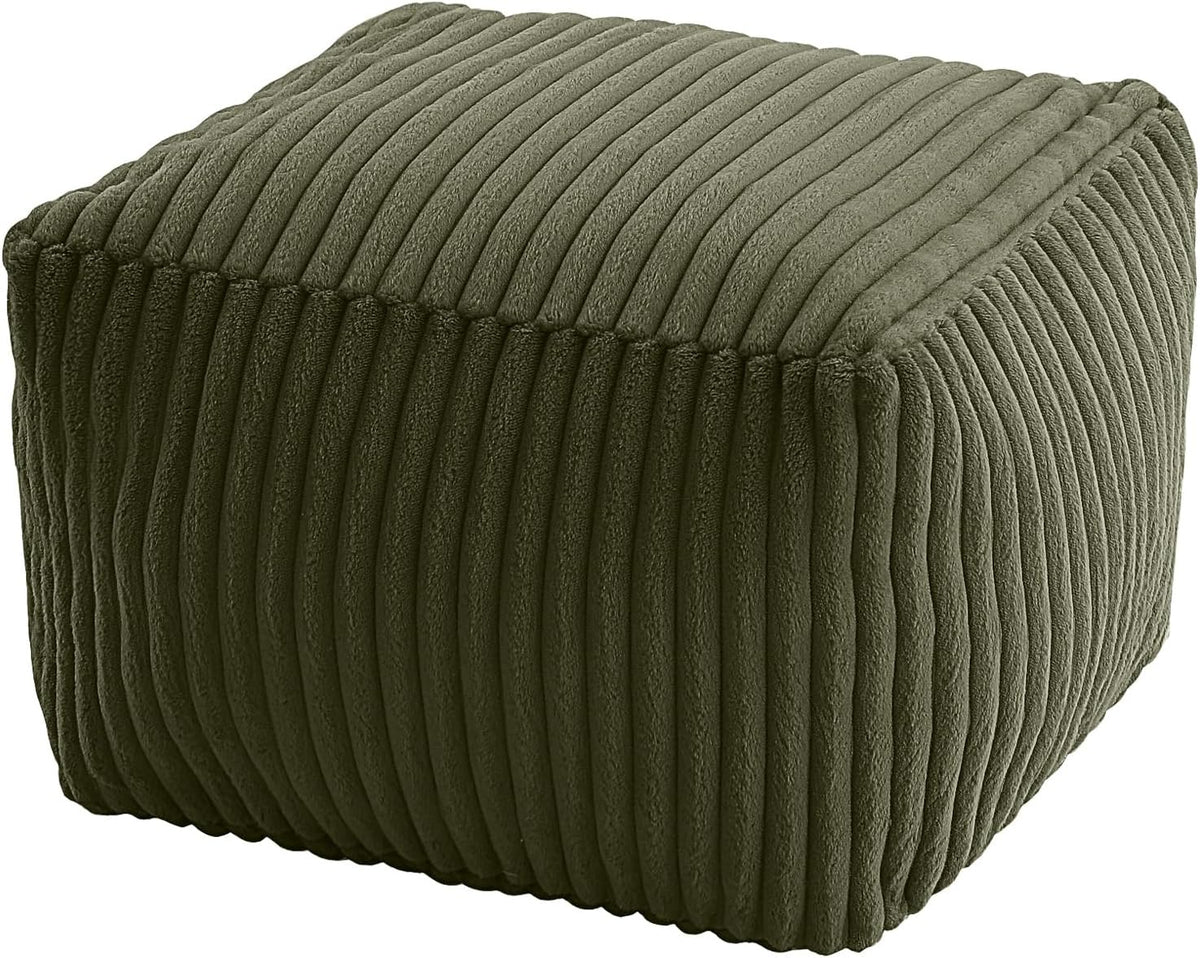 MeMoreCool Square Pouf Ottoman Foot Rest, 15 Inch Faux Fur Pouf, Green