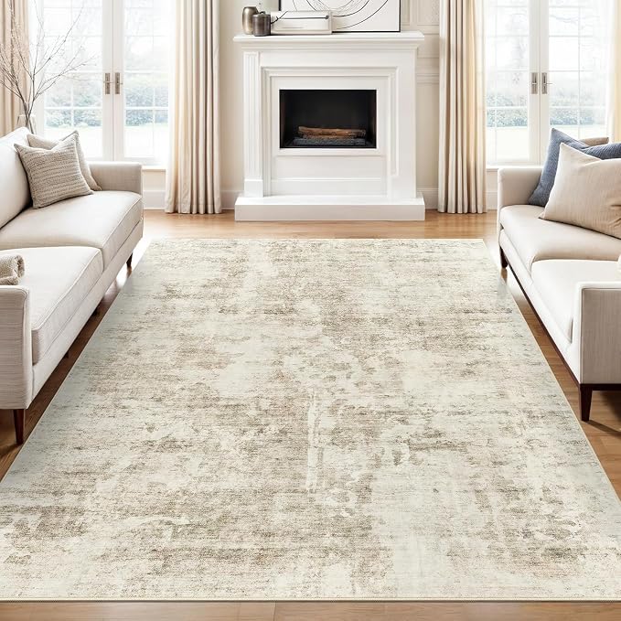Soalmost Abstract Rug 8x10 Large Living Room Rugs Neutral Modern Washable Area