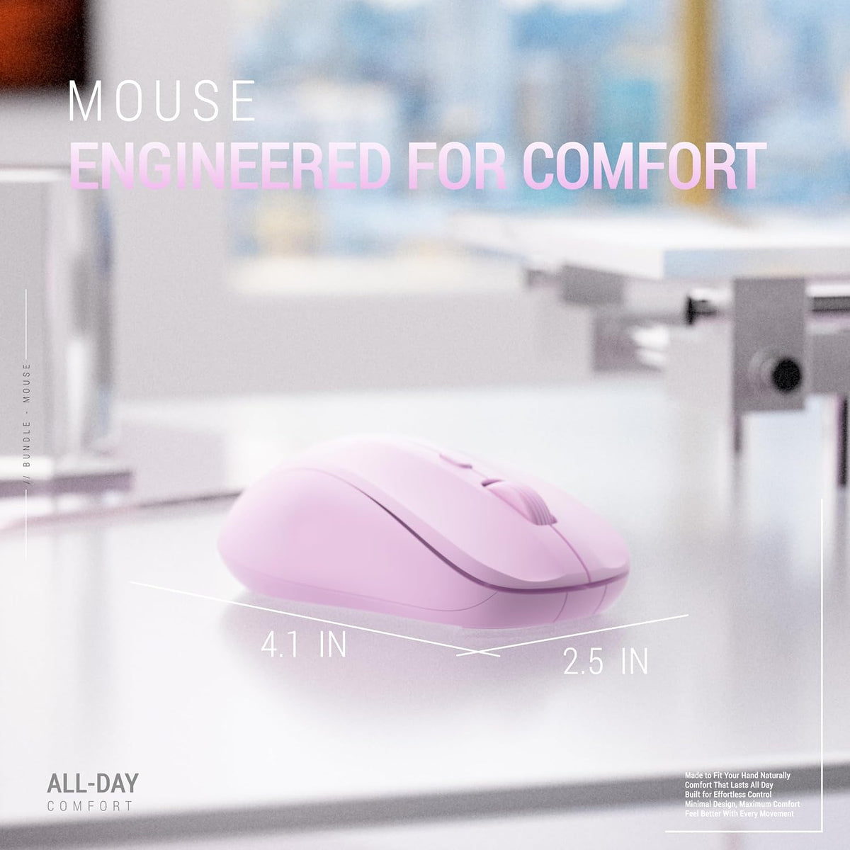 Wireless Keyboard and Mouse Combo, 110-Key Full Size (Gradient Purple)