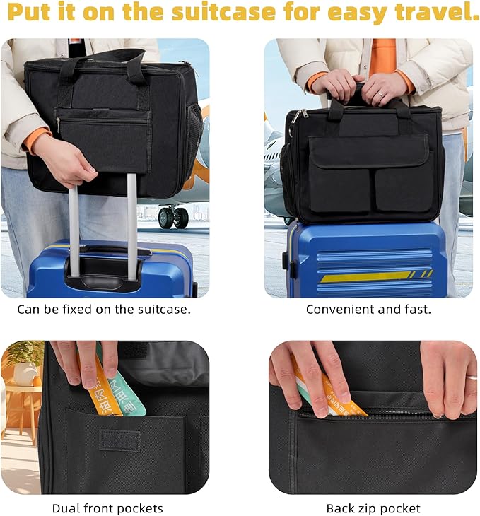 Cat & Dog Carrier for Pets Up to 15 Lbs, Airline Approved Soft-Sided Collapsible Pet Carrier for Cats & Dogs, Cat Carrier with Breathable Mesh, Padded Interior – Ideal for Car Rides, Daily Use(Black)
