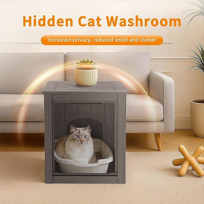 DRATO Outdoor Cat House -Weatherproof Resin Cat Houses for Outdoor Cats, Durable, Easy Assembly,cat igloo outdoor，Durable & Insulated Shelter for Garden, Patio, or Backyard（Grey，18.46*23.62*21.42）