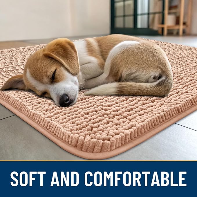 Smiry Dog Door Mat for Muddy Paws 47x24, Absorbent Dirt Trapper, Non-Slip