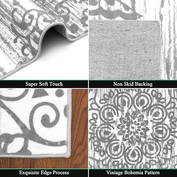 HEBE Area Rugs for Living Room 9'x12', Washable Non Slip Boho Bedroom Rug