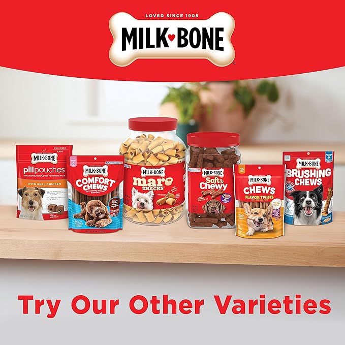 Milk-Bone MaroSnacks Peanut Butter Flavor (Artificially Flavored) Dog Treats with Real Bone Marrow, 40 Oz. Canister (Pack of 2)