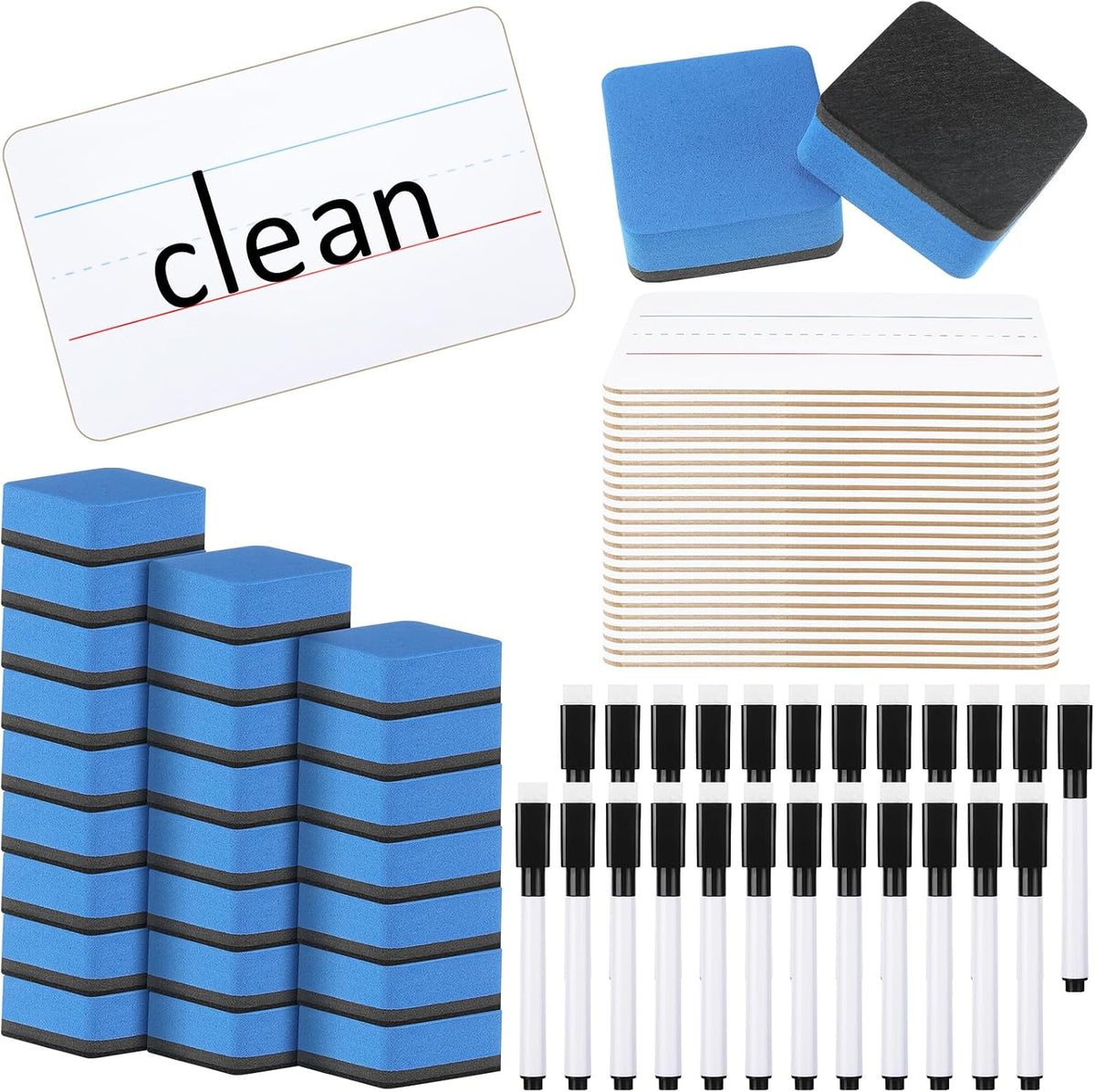 Colarr 24 Sets Mini White Boards 6"x 9" Dry Erase Boards Classroom Pack