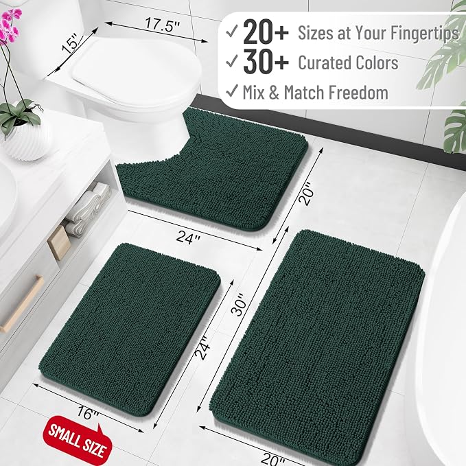 OLANLY Large Bathroom Rugs 50x30, Soft Absorbent Chenille Bath Rugs, Rubber