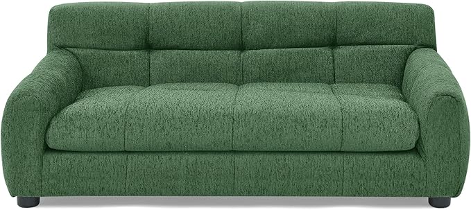 38" Dog Couch Bed for Large with Backrest and Armrest, Modern Pet Bed Comfortable Dog Couch for Medium and Large Dogs, Linen Fabric (Green)