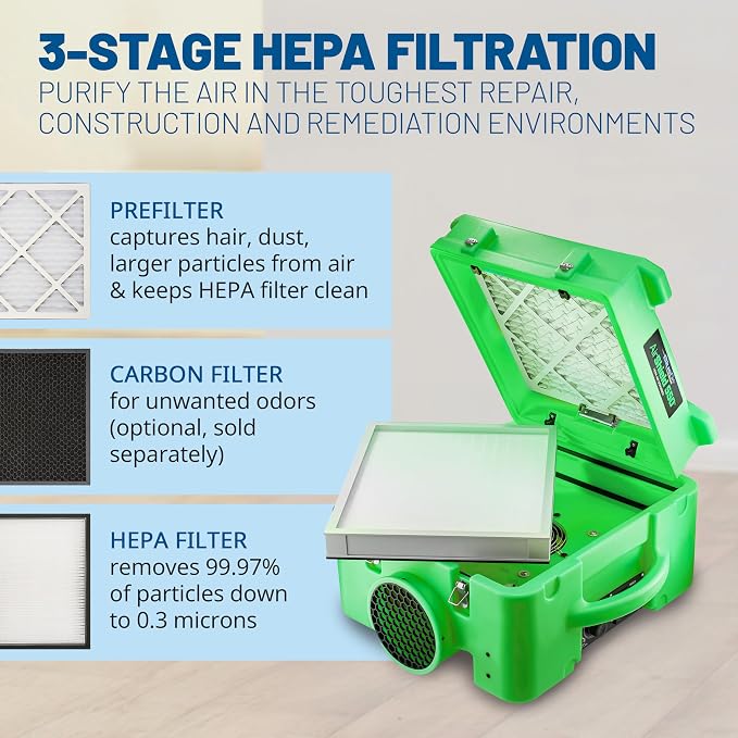BlueDri Air Shield 550 HEPA Air Scrubber, Water Damage Restoration Equipment