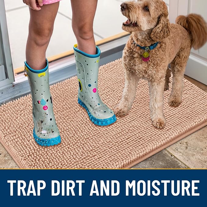 Smiry Dog Door Mat for Muddy Paws 47x24, Absorbent Dirt Trapper, Non-Slip