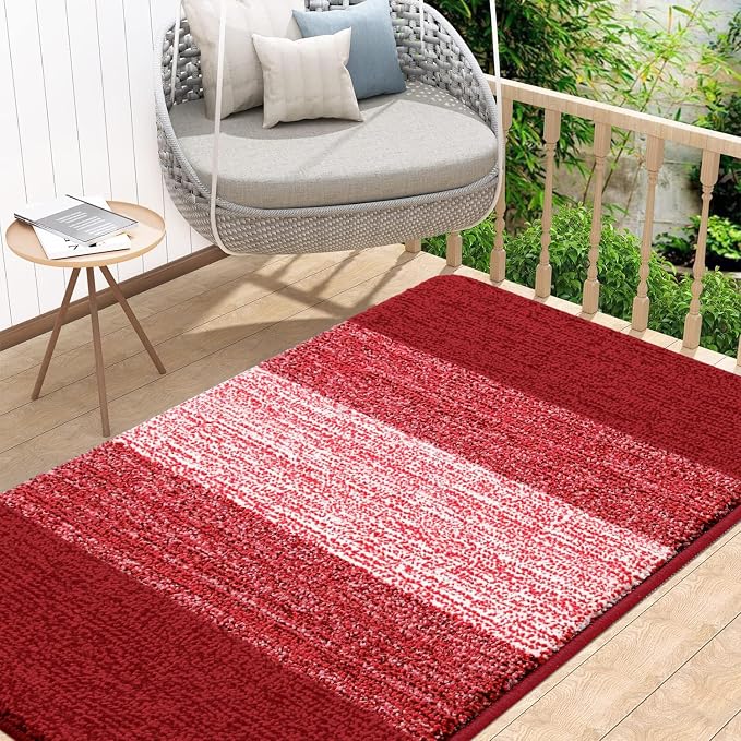 Kitinjoy Indoor Outdoor Door Mat, 48x32 Non-Slip Absorbent Dirt Trapper