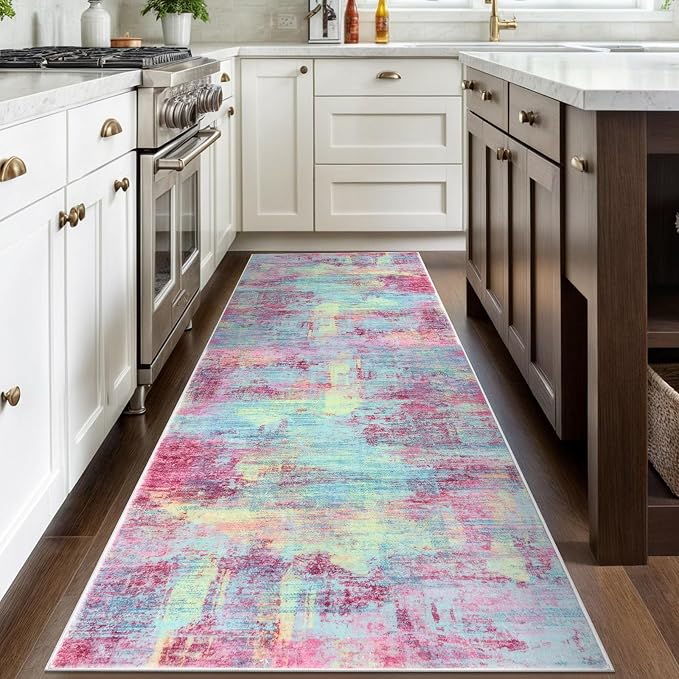 IOHOUZE Abstract Runner Rug 3x8 Ft Washable Runners