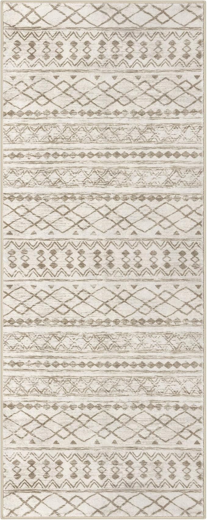 KUTA Moroccan Runner Rug 2x6 Non-Slip Vintage Beige Boho Hallway Kitchen Rugs