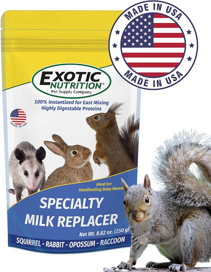 Exotic Nutrition Specialty Milk Replacer 8.8 Oz - - Healthy Powdered Formula - Ideal for Squirrel, Rabbit, Opossum, Raccoon